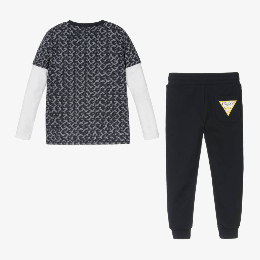 Guess-Boys Blue Logo Trouser Ensemble | Childrensalon Outlet