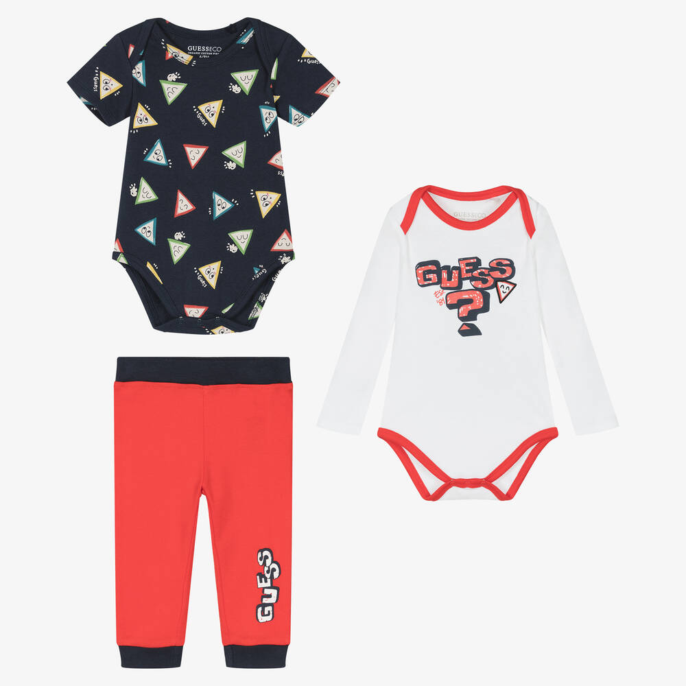 Guess - Baumwollstrampler-Set Blau/Rot | Childrensalon