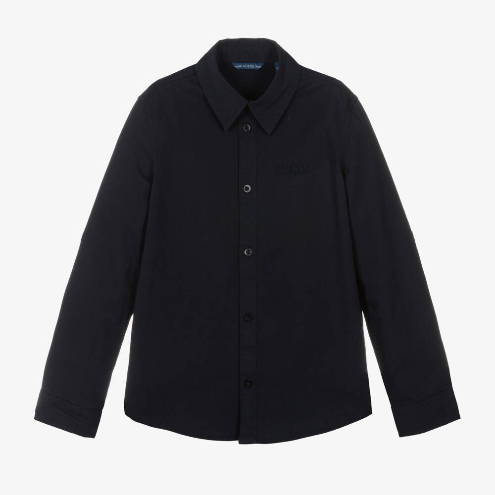 Guess-Boys Blue Stretch Cotton Shirt | Childrensalon Outlet