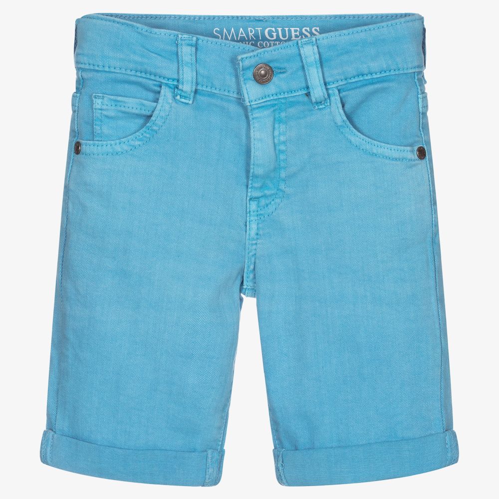 Guess - Boys Blue Stretch Denim Shorts | Childrensalon