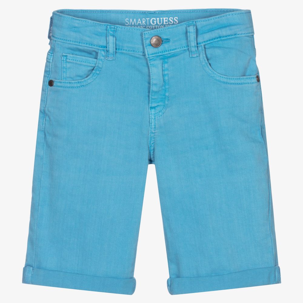 Guess-Boys Blue Stretch Denim Shorts | Childrensalon Outlet