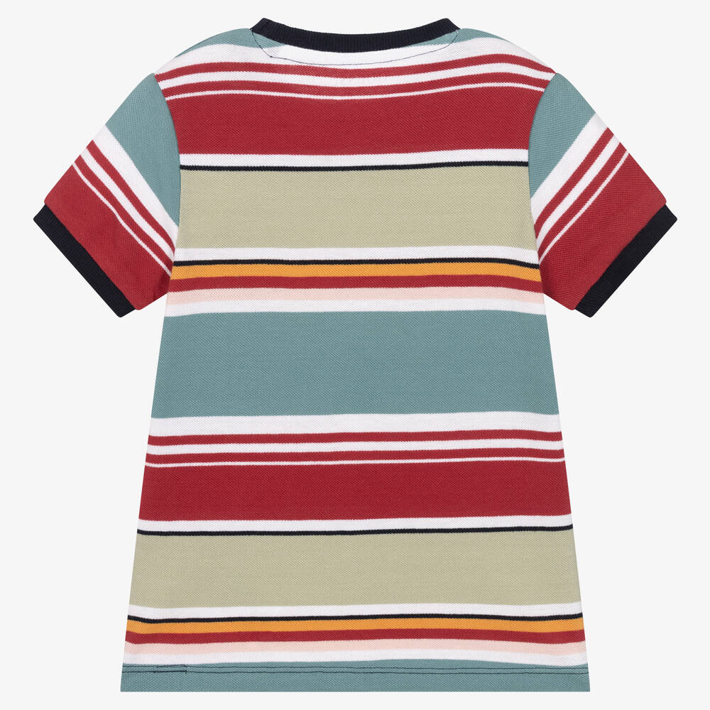Guess Boys Blue Stripe Cotton Logo T Shirt Childrensalon Outlet