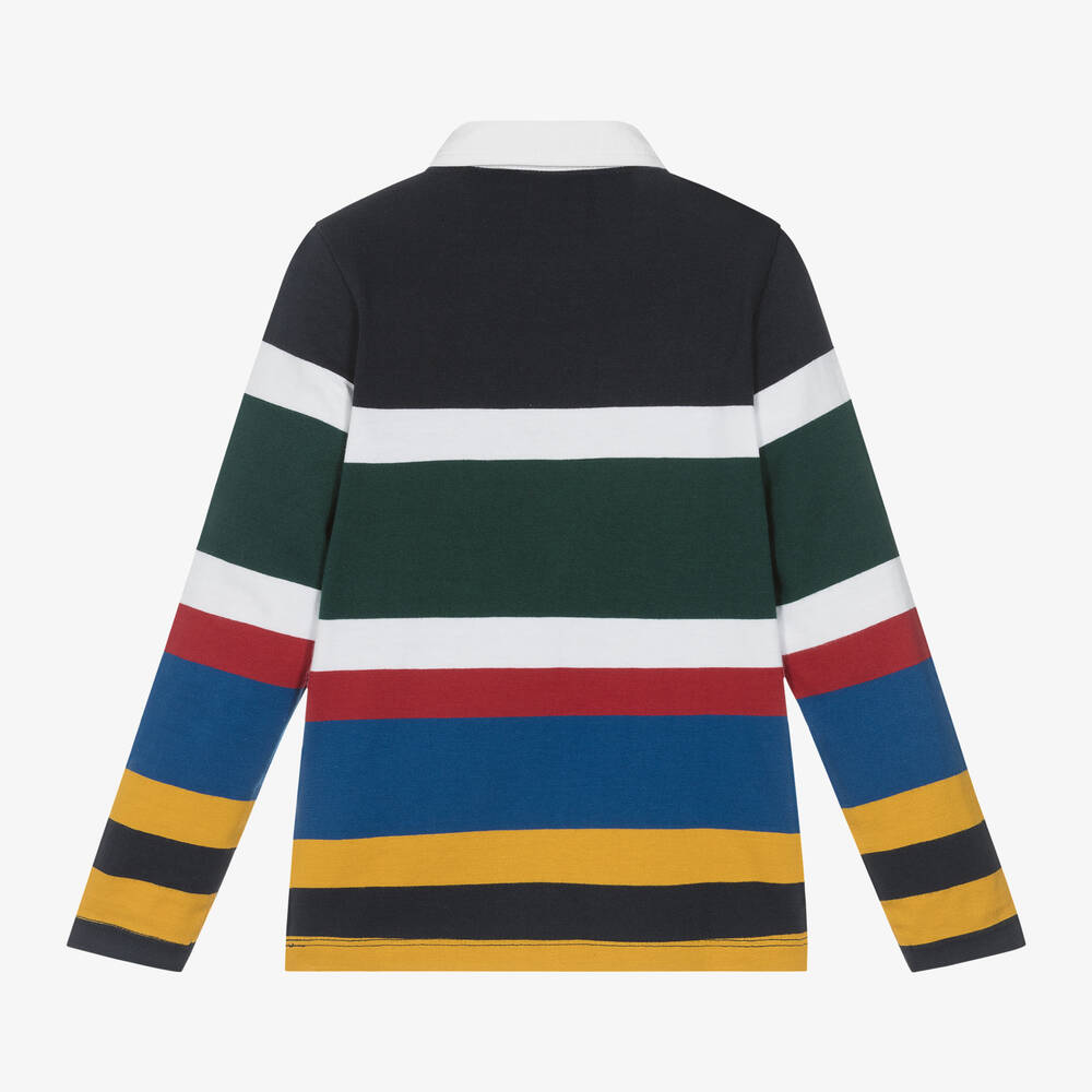 Guess Boys Blue Stripe Cotton Rugby Shirt Childrensalon Outlet