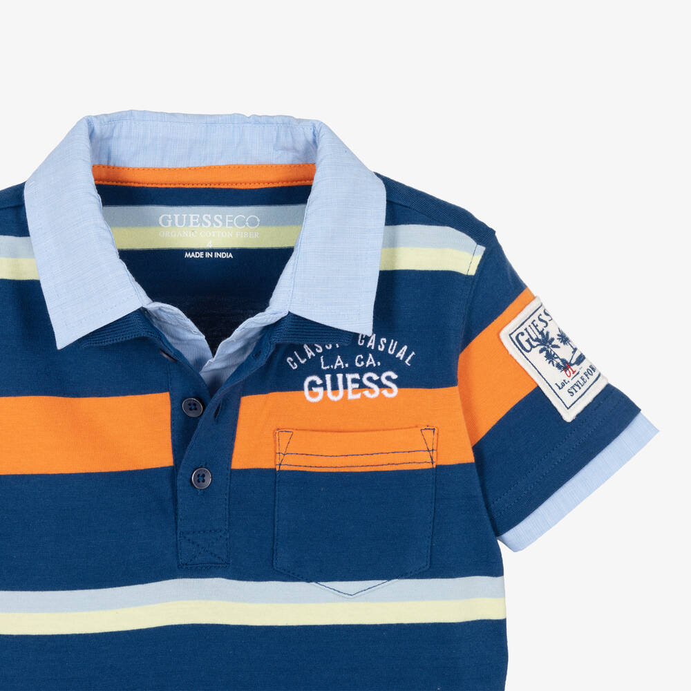 Guess striped polo store