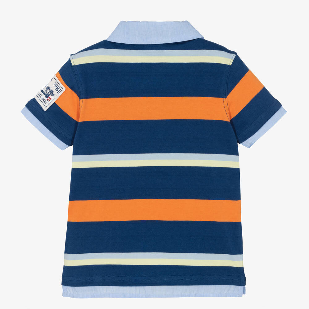 Guess-Boys Blue Striped Polo Shirt | Childrensalon Outlet