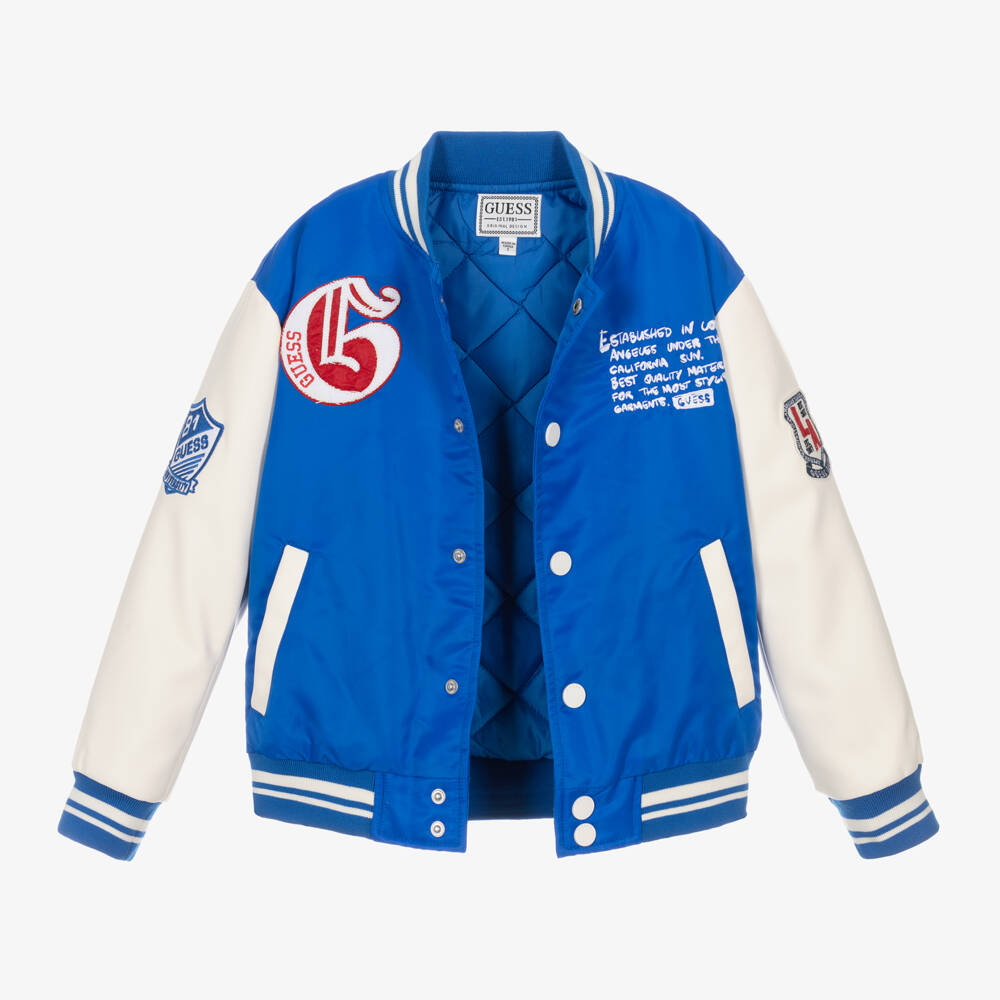 Guess-Boys Blue Tiger Varsity Jacket | Childrensalon Outlet