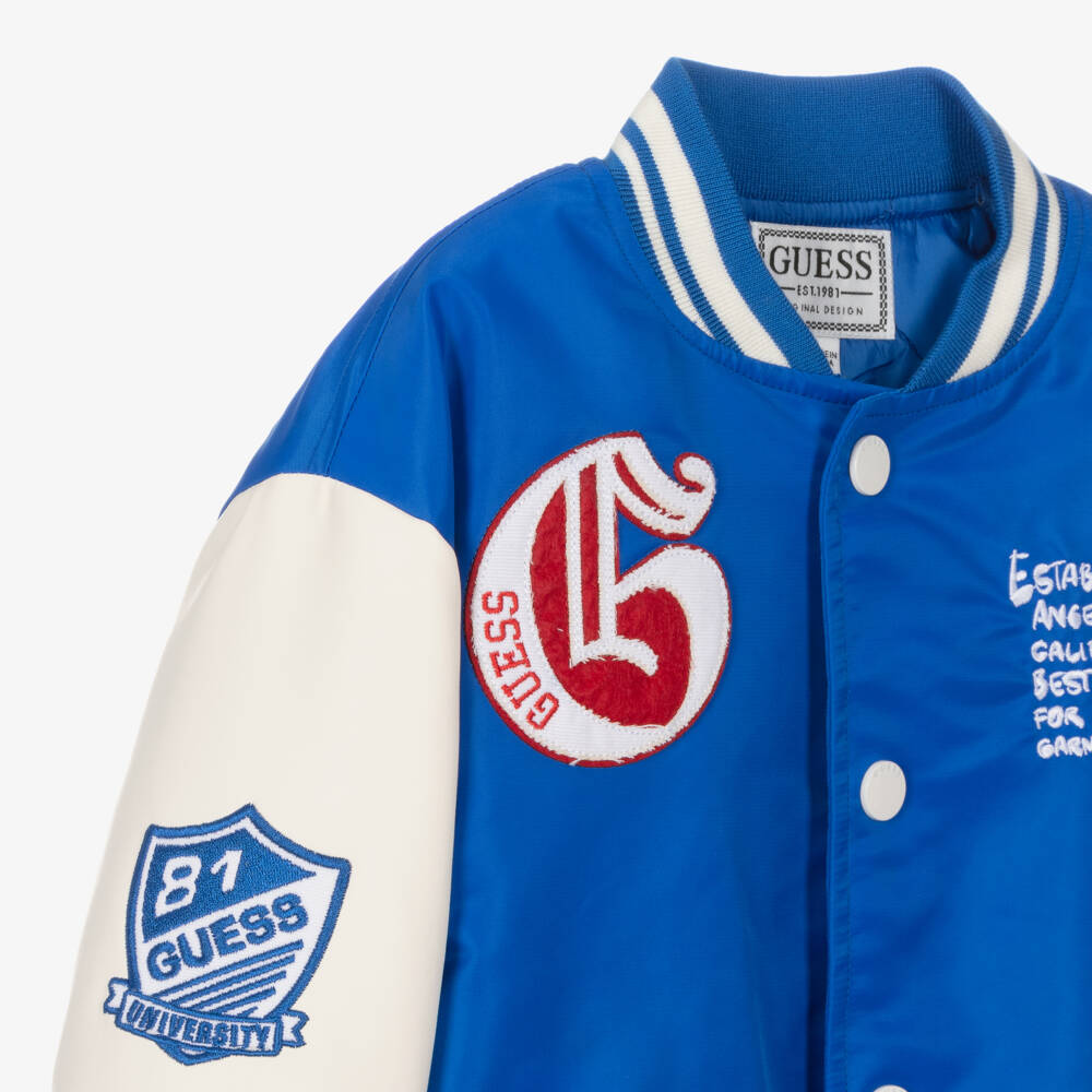 Guess-Boys Blue Tiger Varsity Jacket | Childrensalon Outlet