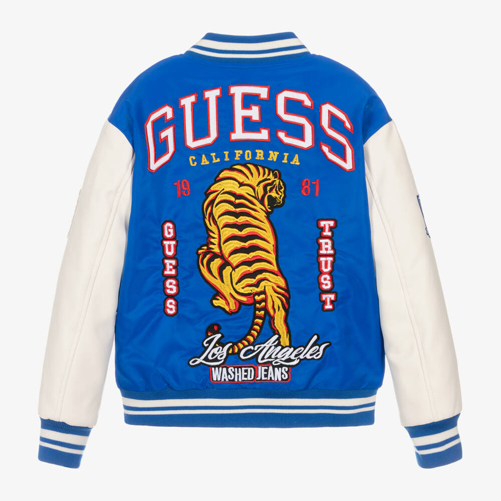 Guess-Boys Blue Tiger Varsity Jacket | Childrensalon Outlet