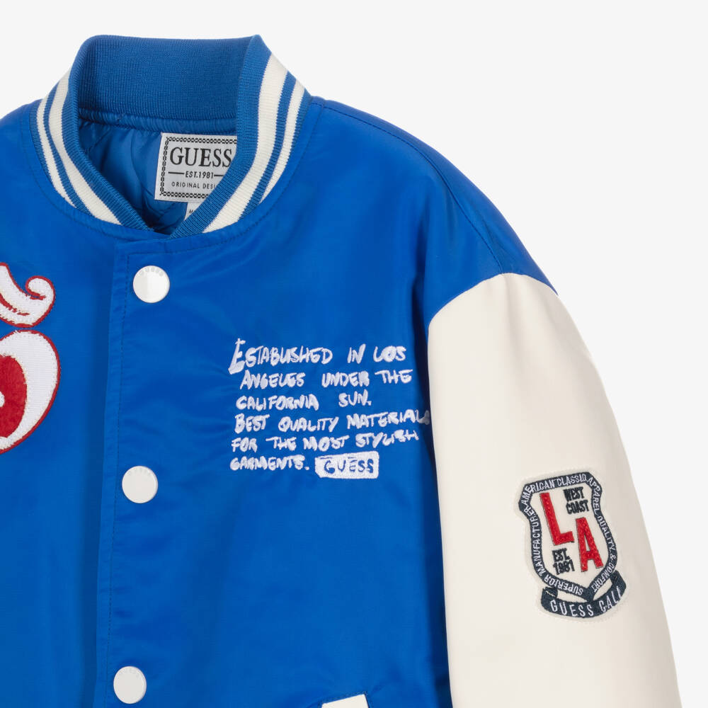 Guess-Boys Blue Tiger Varsity Jacket | Childrensalon Outlet