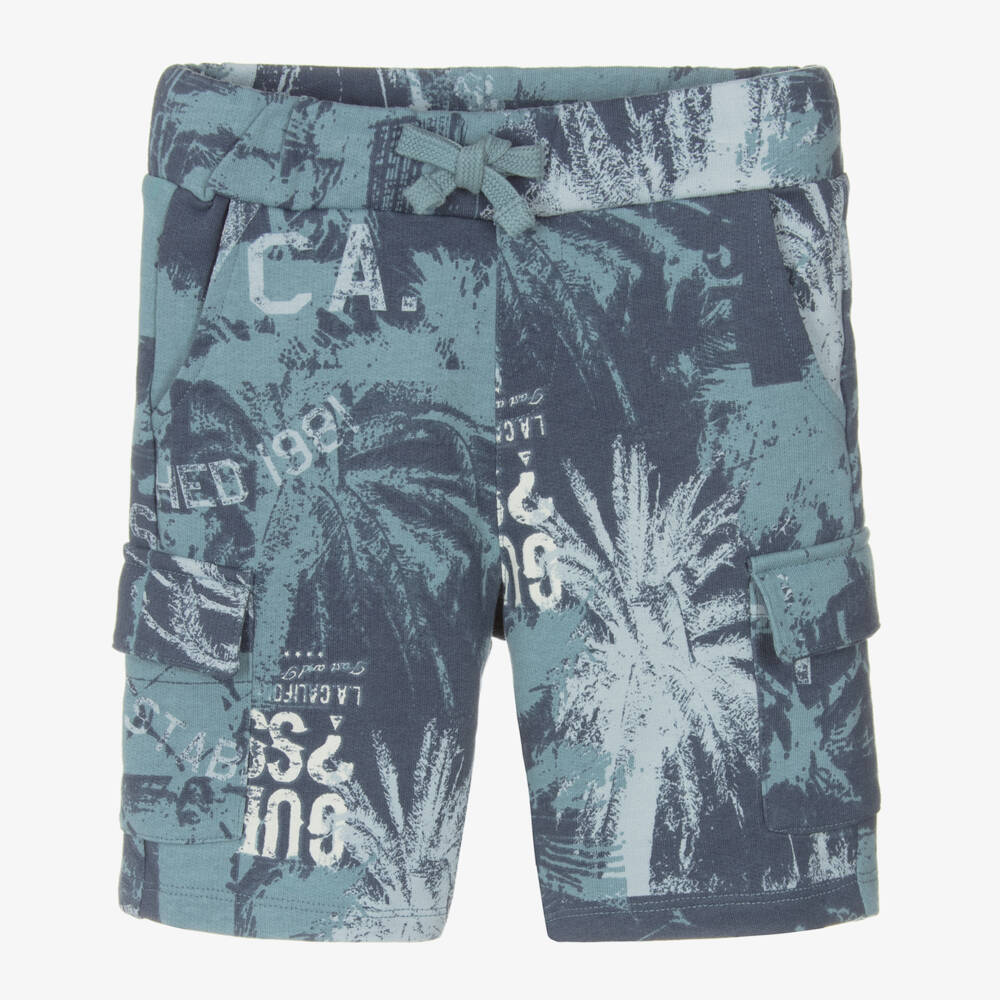 Guess-Boys Blue Tropical Cotton Cargo | Childrensalon Outlet