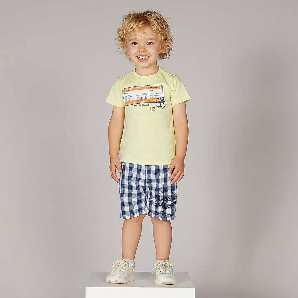 Guess-Boys Blue & White Check Shorts | Childrensalon Outlet