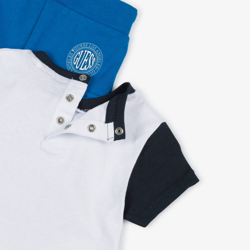 Guess-Boys Blue & White Shorts Ensemble | Childrensalon Outlet