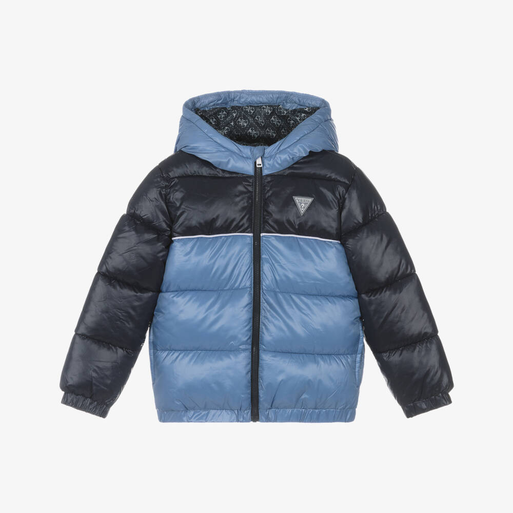 Guess-جاكيت أزرق دافئ للأولاد مع قبعة | Childrensalon Outlet