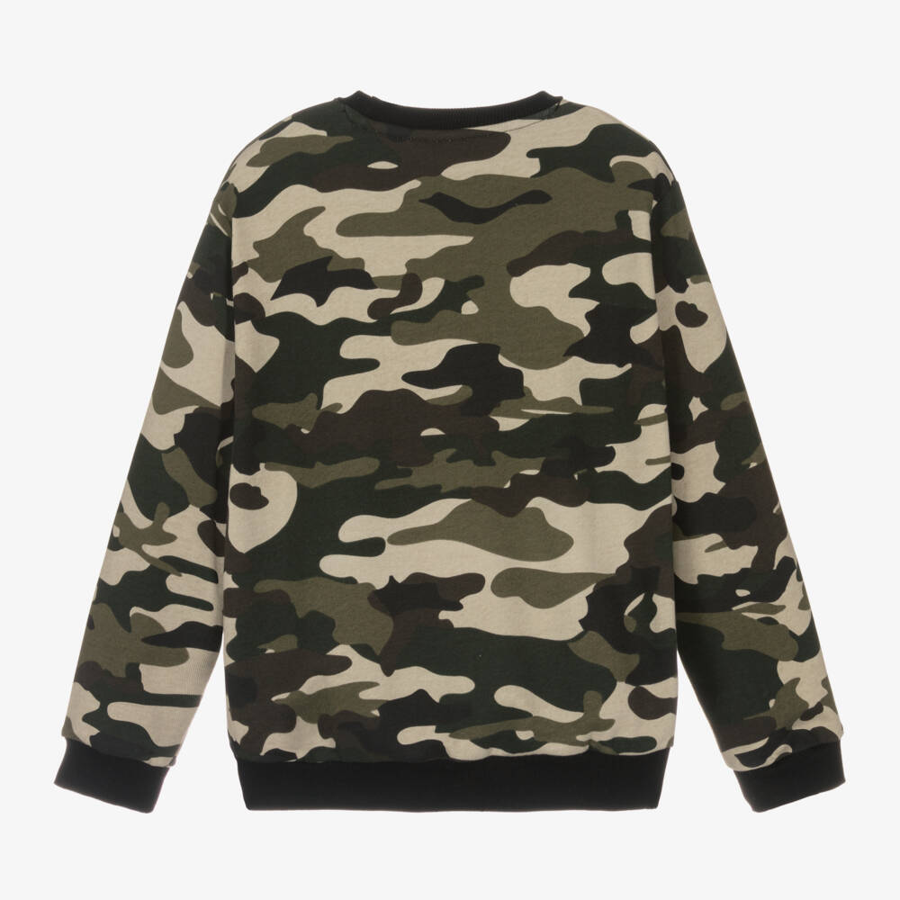 Guess-Boys Camouflage Cotton Sweatshirt | Childrensalon Outlet