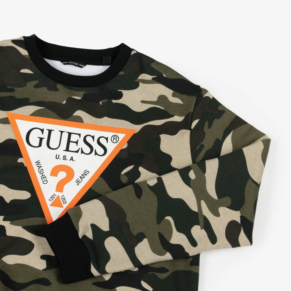 Guess-Boys Camouflage Cotton Sweatshirt | Childrensalon Outlet