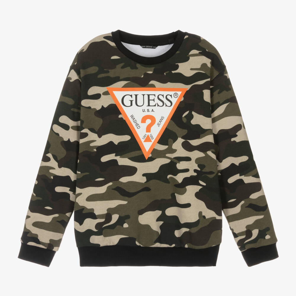 Guess-Boys Camouflage Cotton Sweatshirt | Childrensalon Outlet