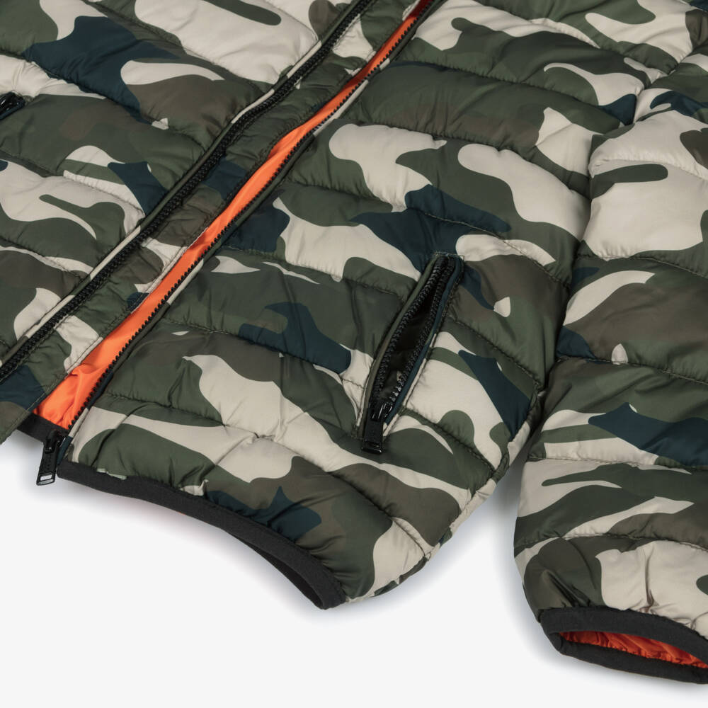 Guess-Boys Camouflage Puffer Jacket Green | Childrensalon Outlet