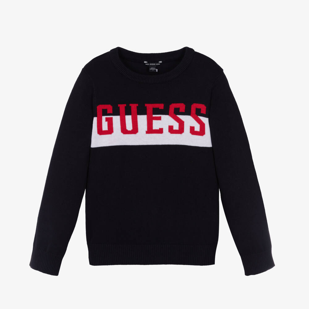 Guess-Черный хлопковый вязаный джемпер для мальчиков | Childrensalon Outlet