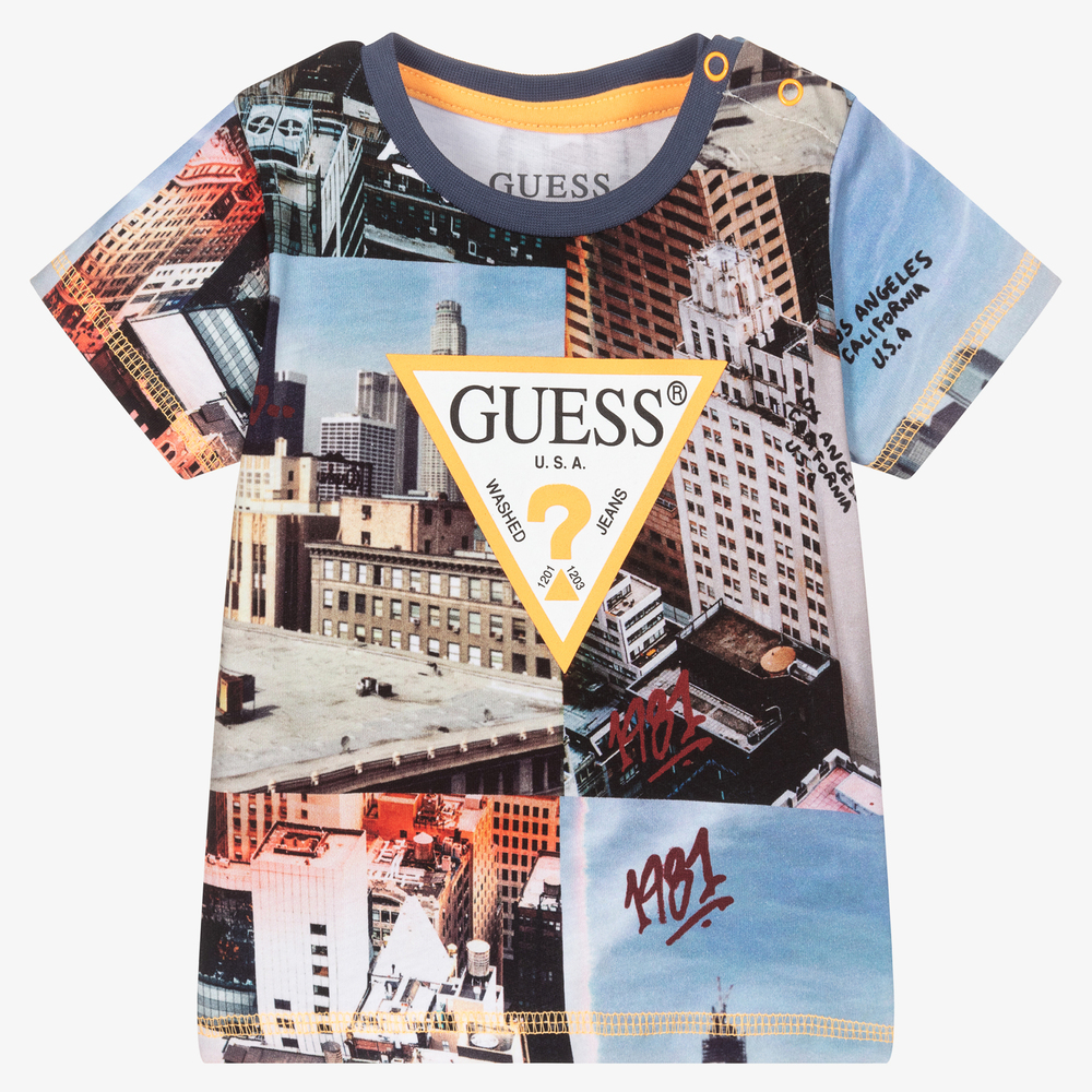 Guess - Хлопковая футболка с городским принтом для мальчиков | Childrensalon