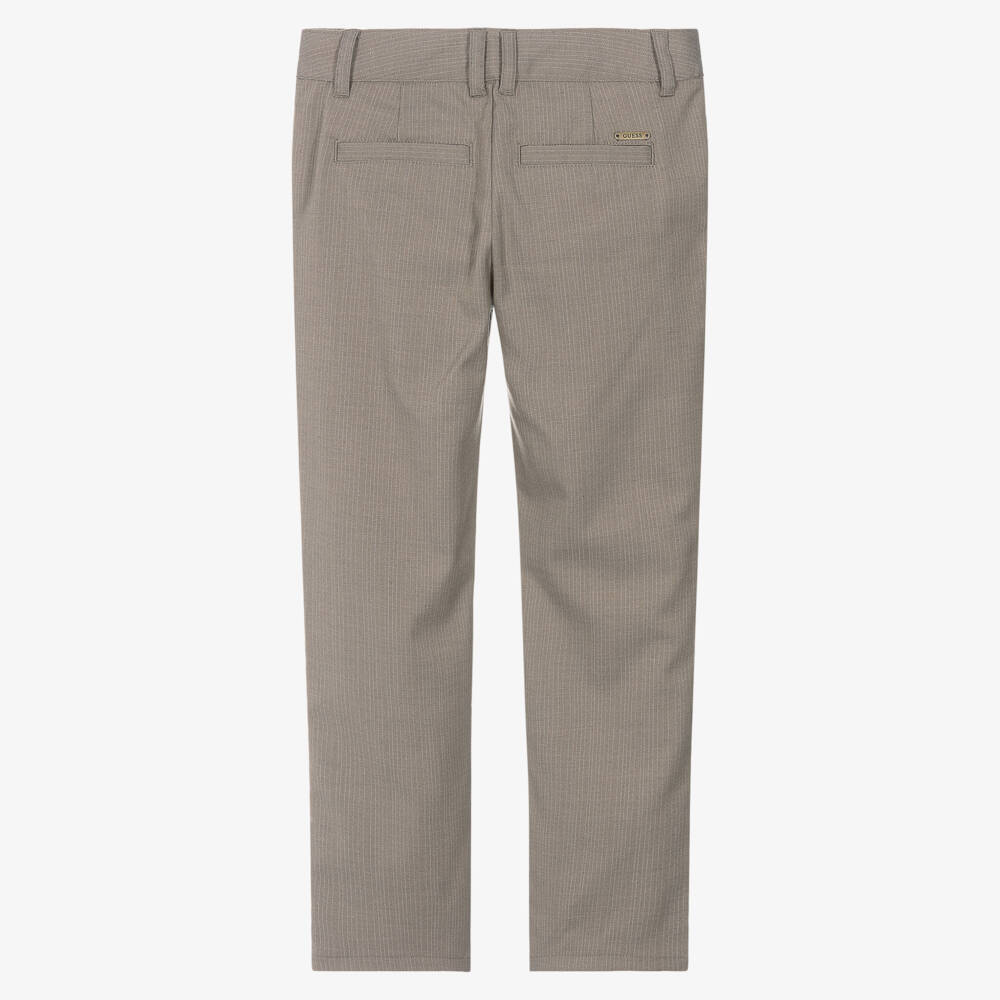 Guess-Boys Classic Beige Striped Trousers | Childrensalon Outlet