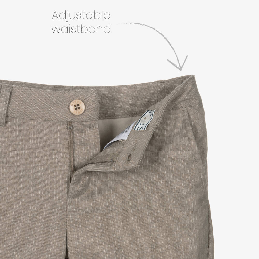 Guess-Boys Classic Beige Striped Trousers | Childrensalon Outlet
