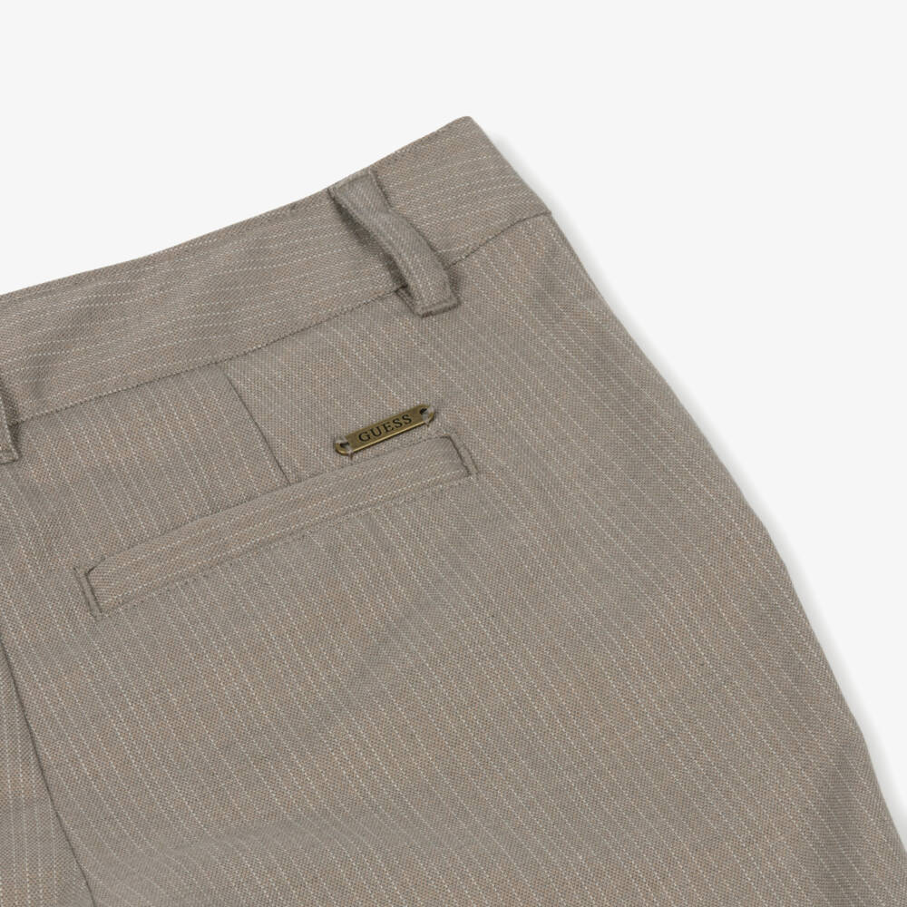 Guess-Boys Classic Beige Striped Trousers | Childrensalon Outlet