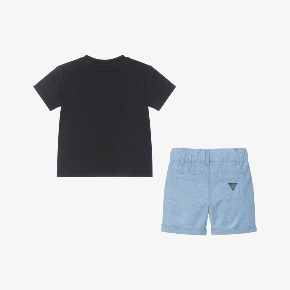 Guess-Boys' Classic Blue Cotton Short Set | Childrensalon Outlet