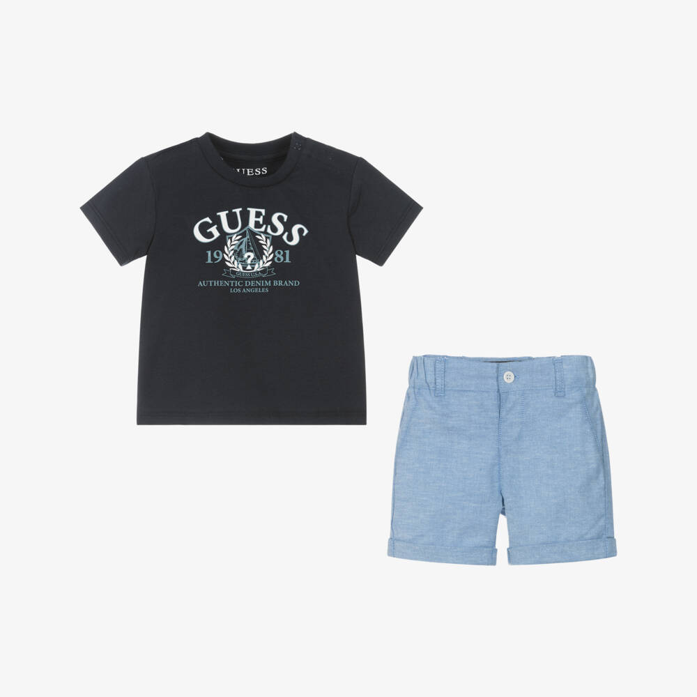 Guess-Boys' Classic Blue Cotton Short Set | Childrensalon Outlet