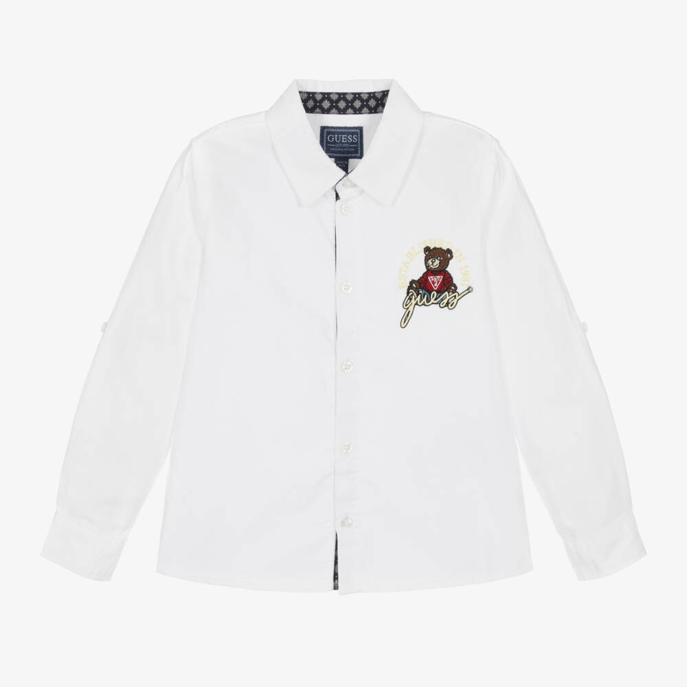 Guess-Boys Classic White Cotton Shirt | Childrensalon Outlet