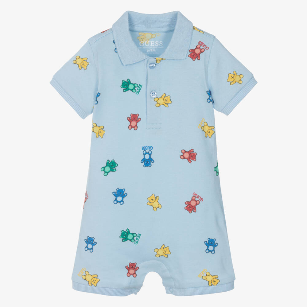 Guess-Boys Cotton Blue Bear Romper | Childrensalon Outlet