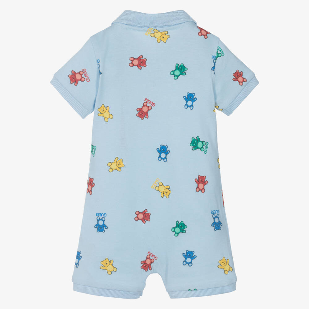 Guess-Boys Cotton Blue Bear Romper | Childrensalon Outlet