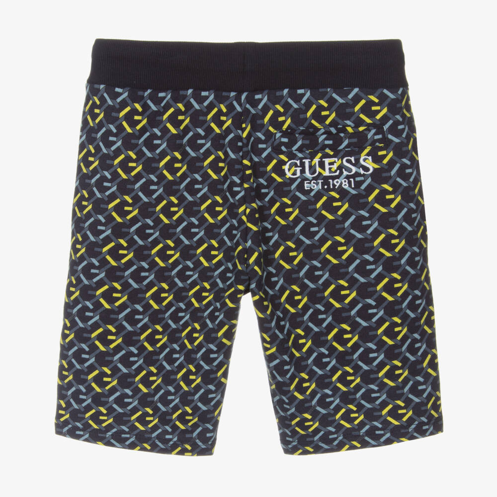 Guess-Boys Cotton Blue Knit Logo Shorts | Childrensalon Outlet