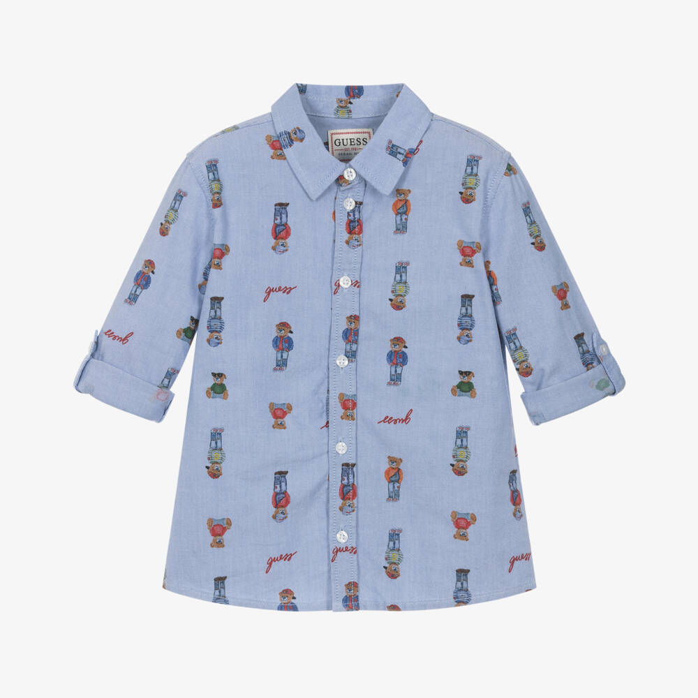 Guess-Boys Cotton Chambray Bear Shirt | Childrensalon Outlet