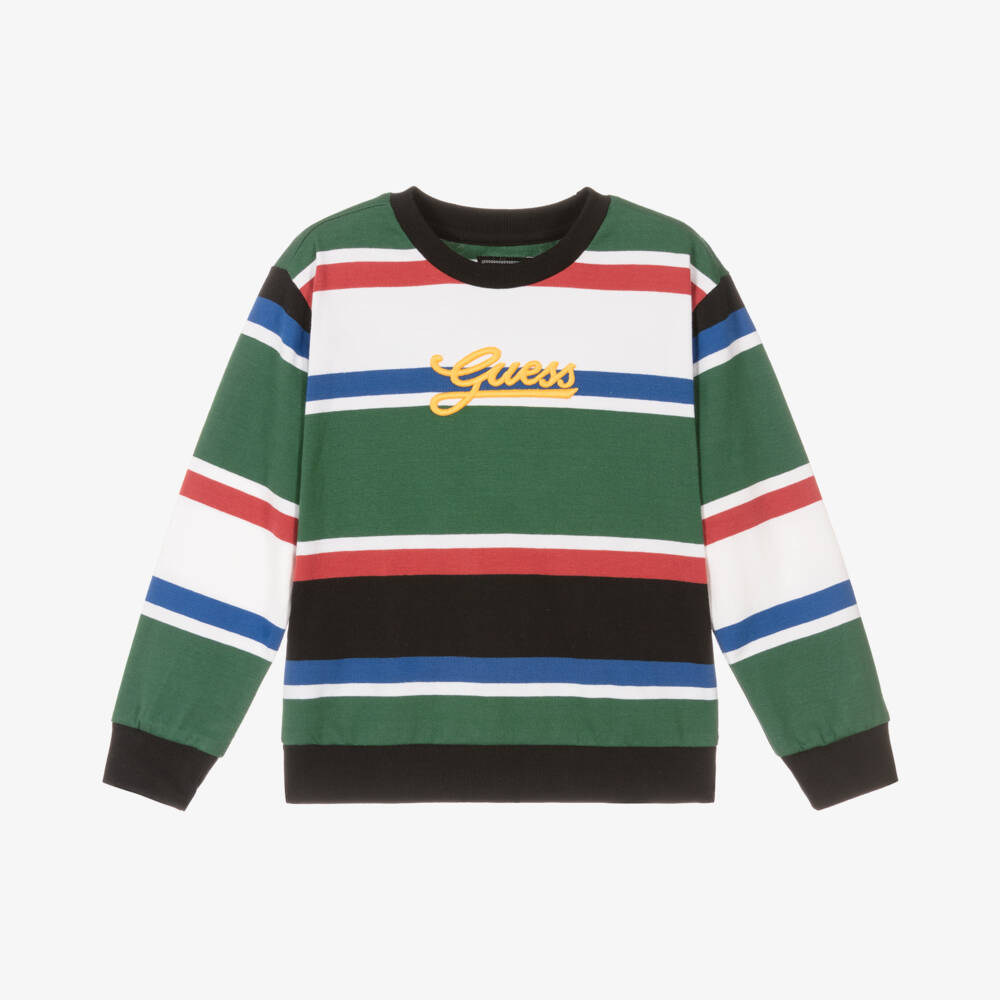 Guess-Boys Cotton Knit Green Jumper | Childrensalon Outlet