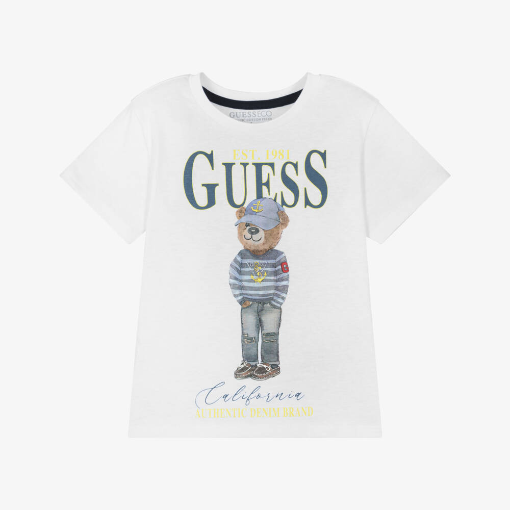 Guess-Boys Cotton Tee with Bear Motif | Childrensalon Outlet