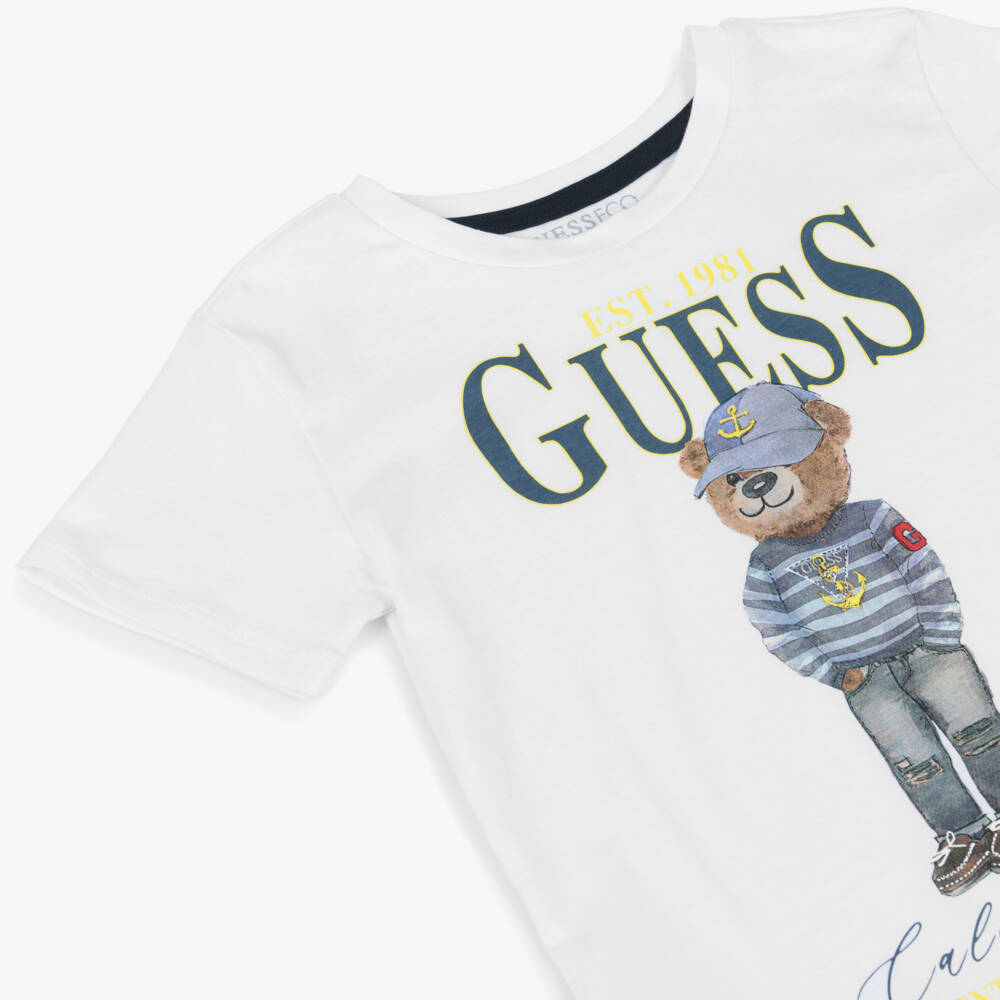 Guess-Boys Cotton Tee with Bear Motif | Childrensalon Outlet