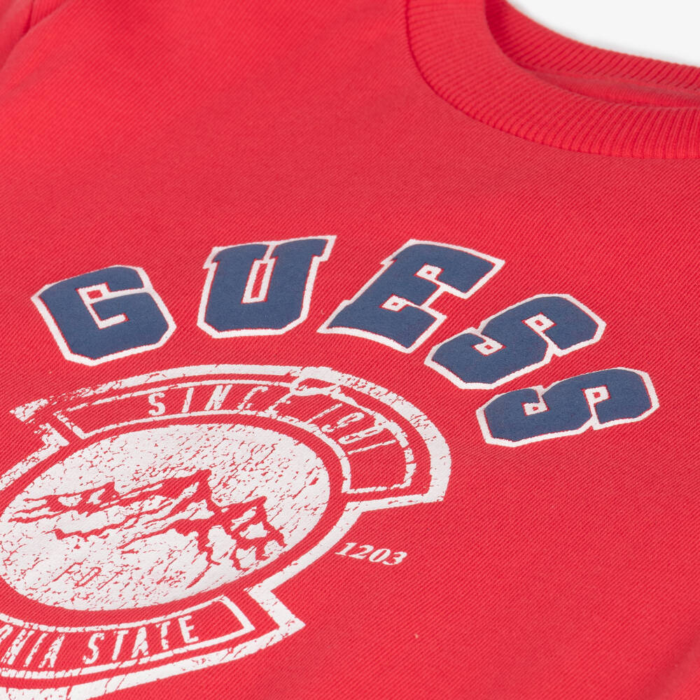 Guess-Boys Cotton Tracksuit in Red & Navy | Childrensalon Outlet