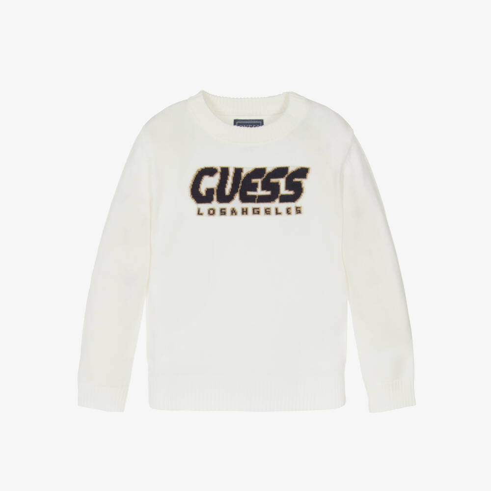 Guess-Boys Cream Knit Pullover | Childrensalon Outlet