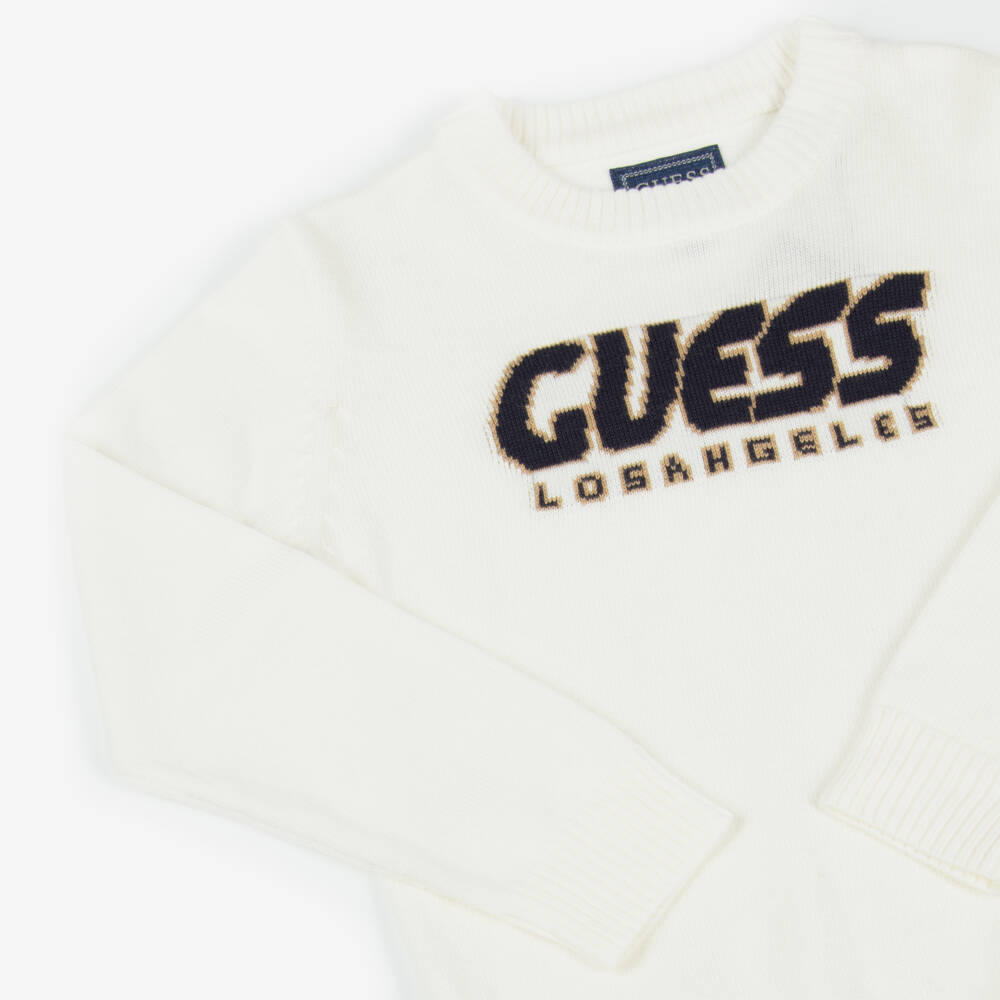 Guess-Boys Cream Knit Pullover | Childrensalon Outlet
