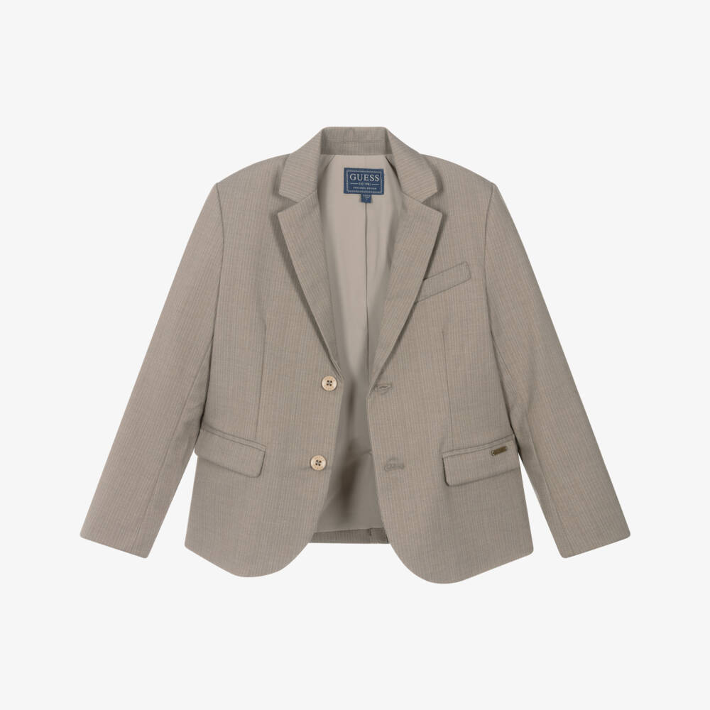 Guess-جاكيت رسمي مخطط باللون الكريمي للأولاد | Childrensalon Outlet