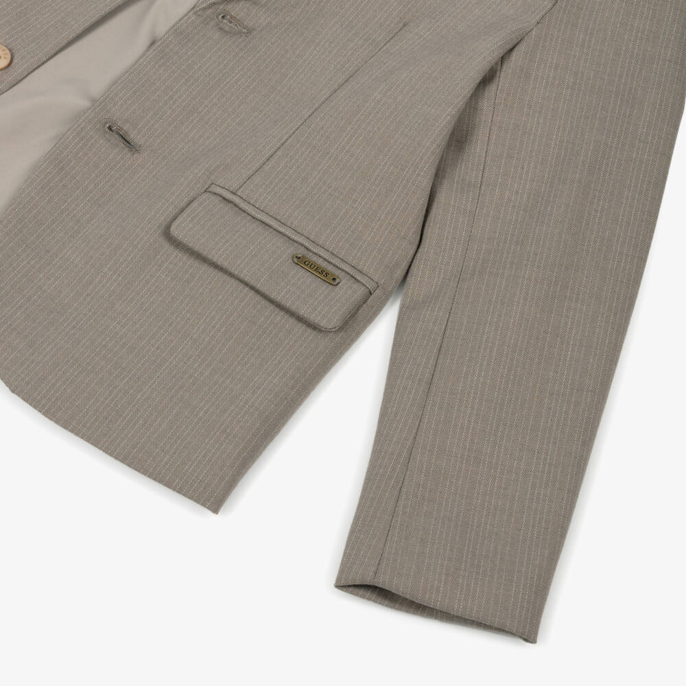 Guess-جاكيت رسمي مخطط باللون الكريمي للأولاد | Childrensalon Outlet