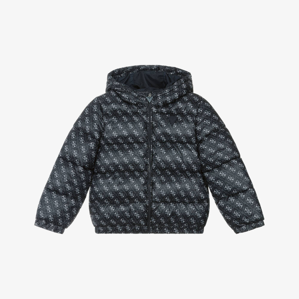 Guess-Boys Dark Blue Hooded Puffer | Childrensalon Outlet