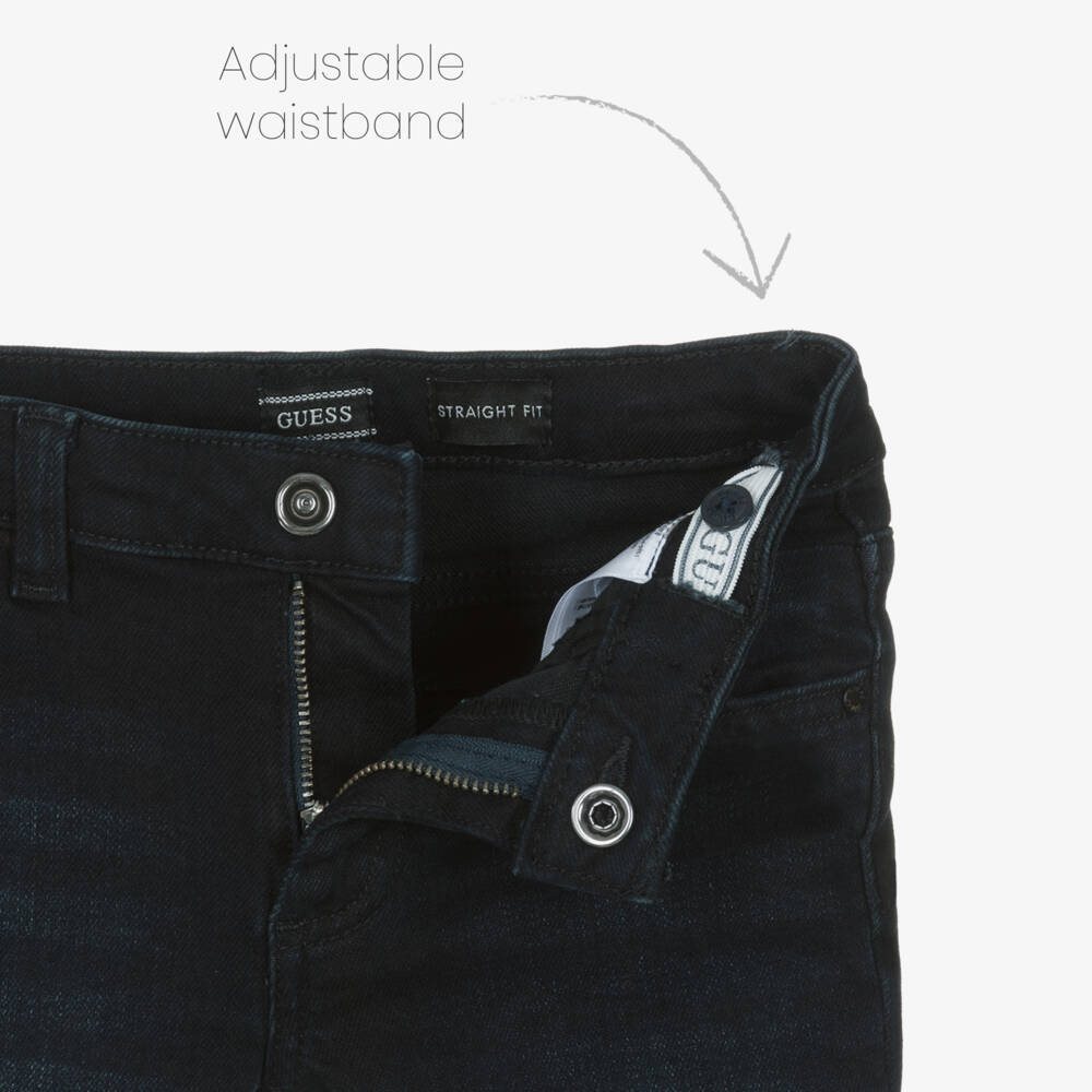Guess- Boys Dark Blue Straight Fit Denim Jeans | Childrensalon Outlet