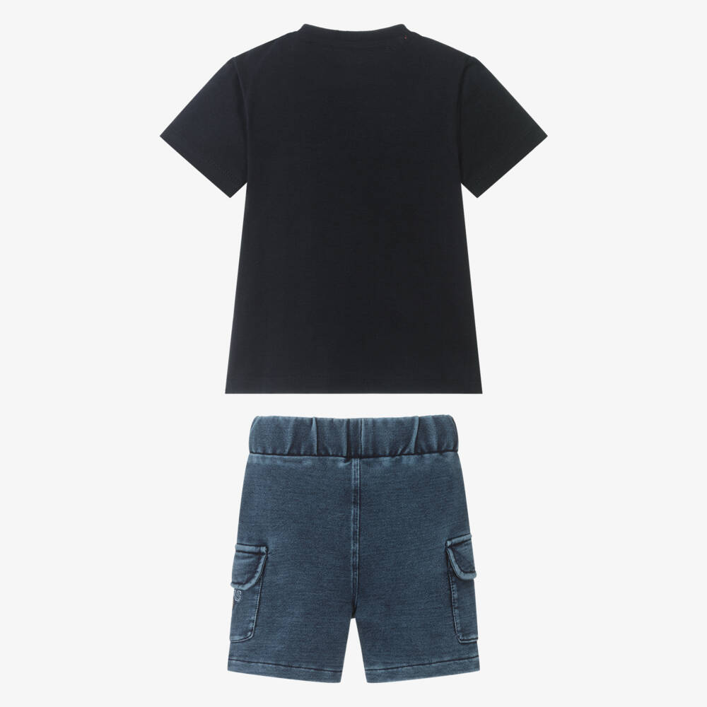 Guess-Boys Denim Teddy Shorts Ensemble | Childrensalon Outlet