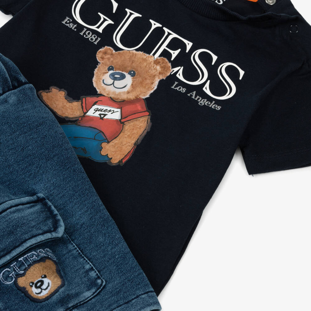 Guess-Boys Denim Teddy Shorts Ensemble | Childrensalon Outlet