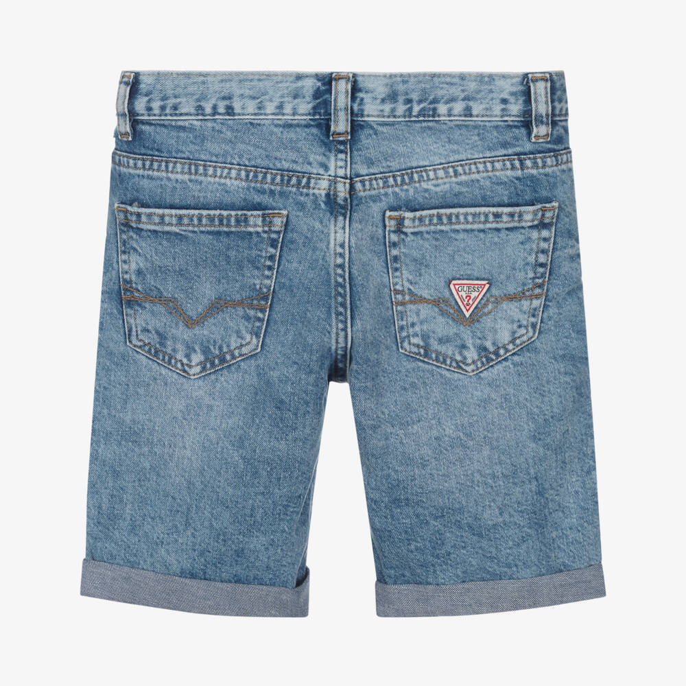 Guess-Boys Distressed Blue Denim Shorts | Childrensalon Outlet