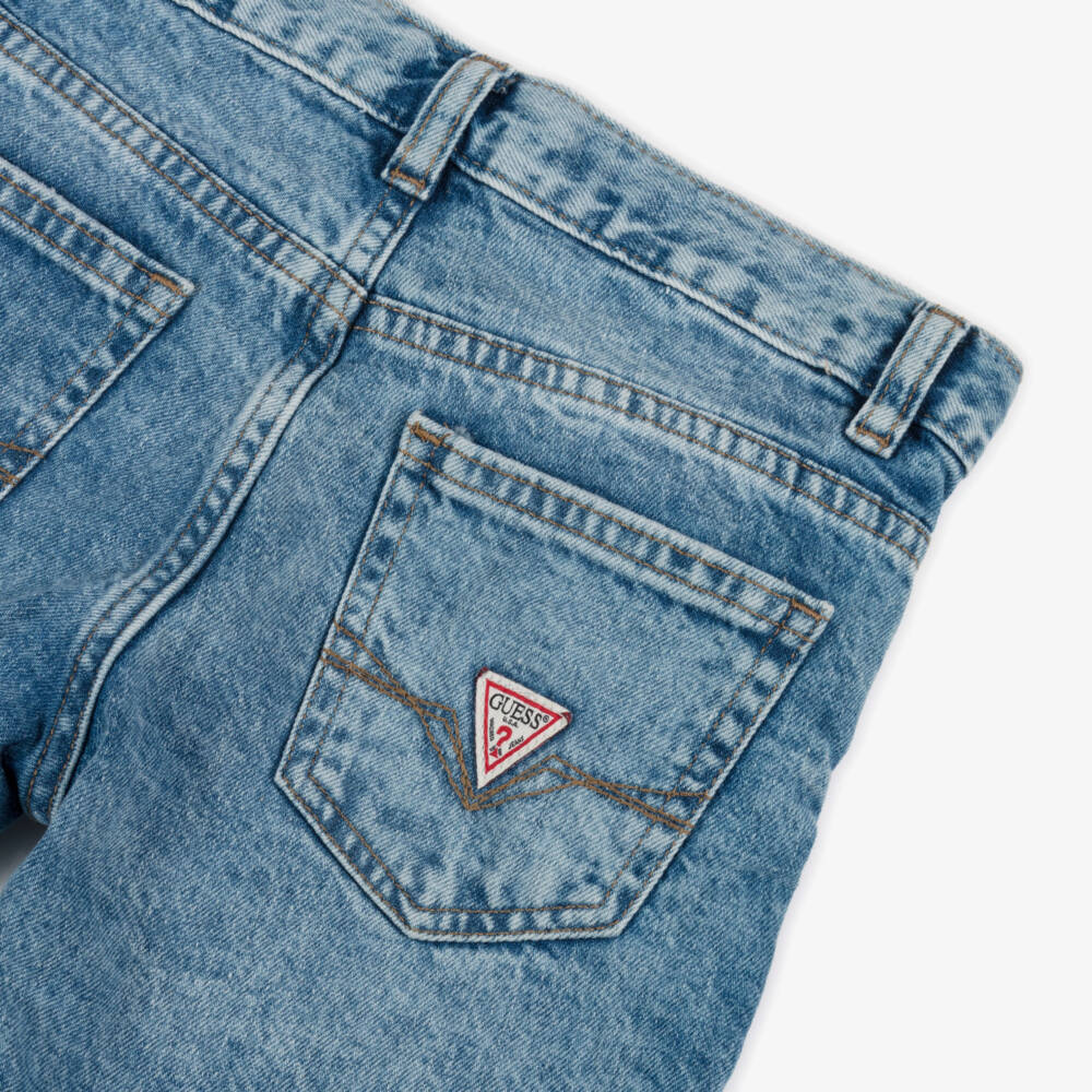 Guess-Boys Distressed Blue Denim Shorts | Childrensalon Outlet