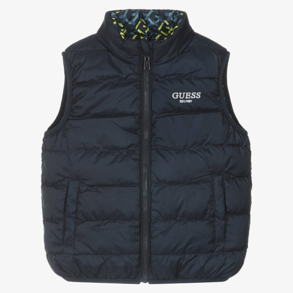 Guess-Boys Dual-Design Satin Blue Vest | Childrensalon Outlet