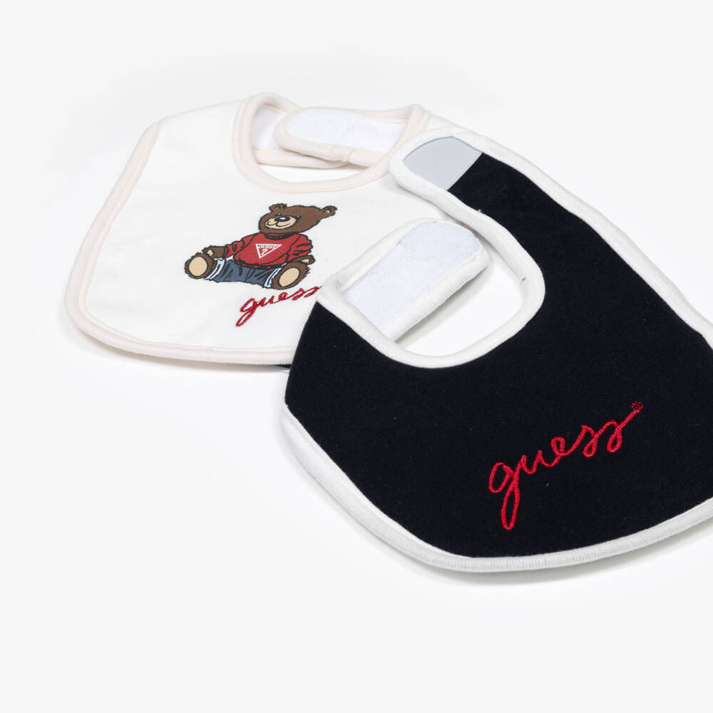 Guess-Boys' Duo Bib Set in Beige and Blue | Childrensalon Outlet