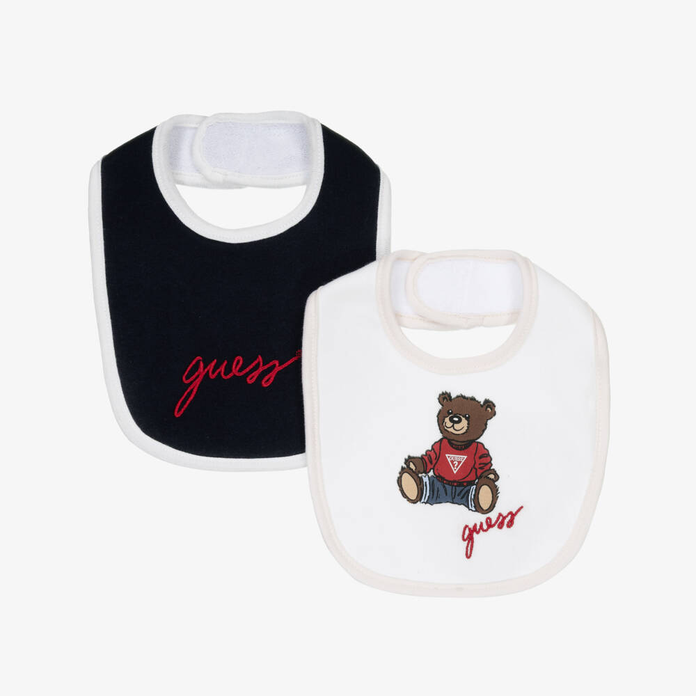 Guess-Boys' Duo Bib Set in Beige and Blue | Childrensalon Outlet